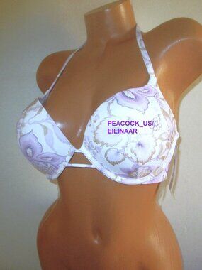 38D Victoria Secret Swim Bombshell Push-up Bkini Top +2 Cup Sizes White Floral
